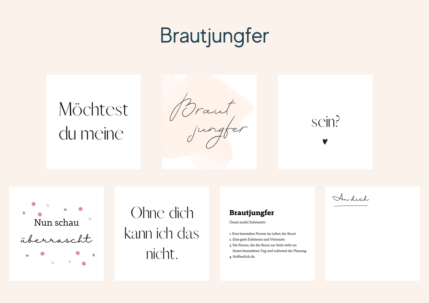 Sprüchekärtchen für Brautjungferngeschenk