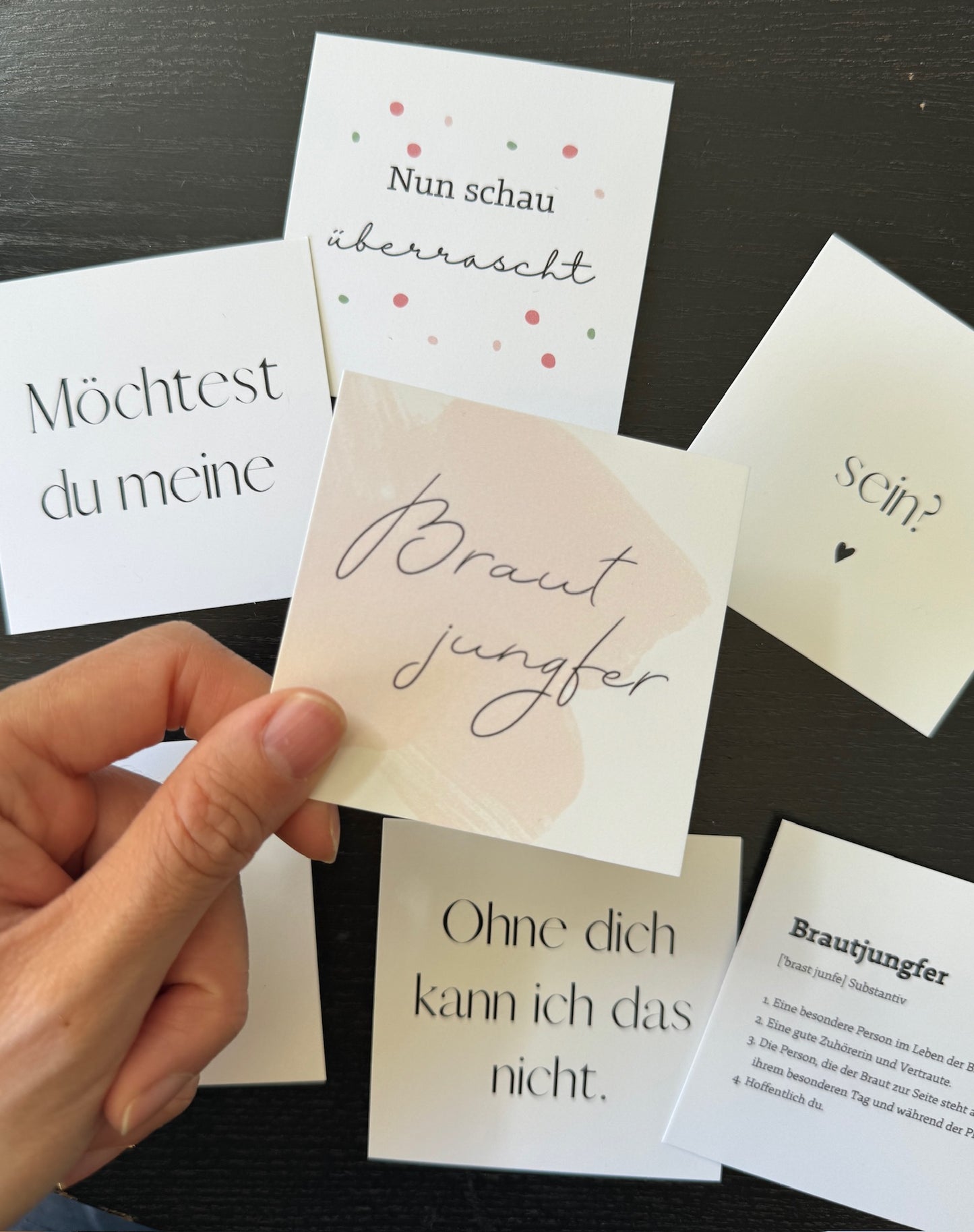 Sprüchekärtchen für Brautjungferngeschenk